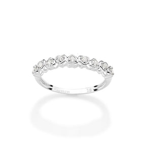 Anillo fino con corazones en plata de ley 925 maciza y circonita cúbica.