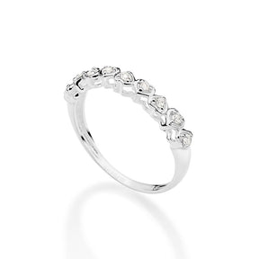 Anillo fino con corazones en plata de ley 925 maciza y circonita cúbica.