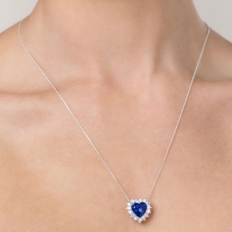 Gargantilla de corazón de plata de ley 925 maciza con circonita cúbica